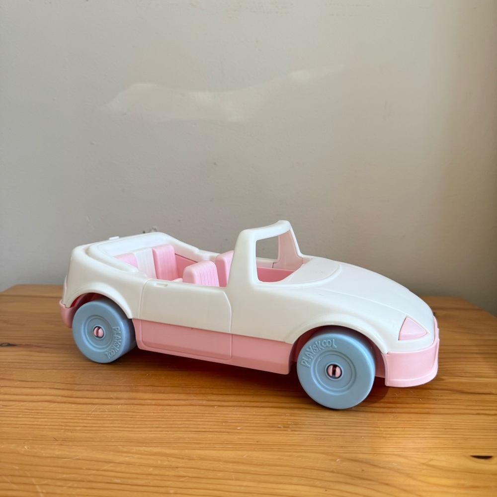 Vintage 90s Playskool Car White & Pink Convertible Victorian Family